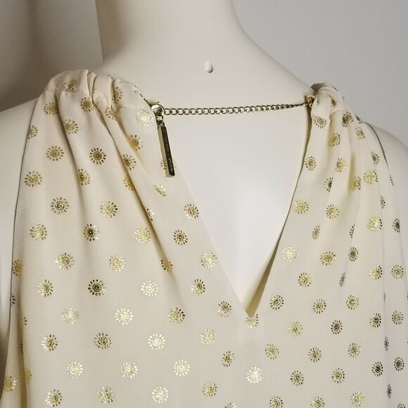 Michael Kors Metallic Gold Sleeveless Chain Top Medium - Picture 7 of 15
